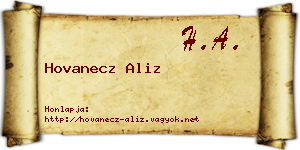 Hovanecz Aliz névjegykártya